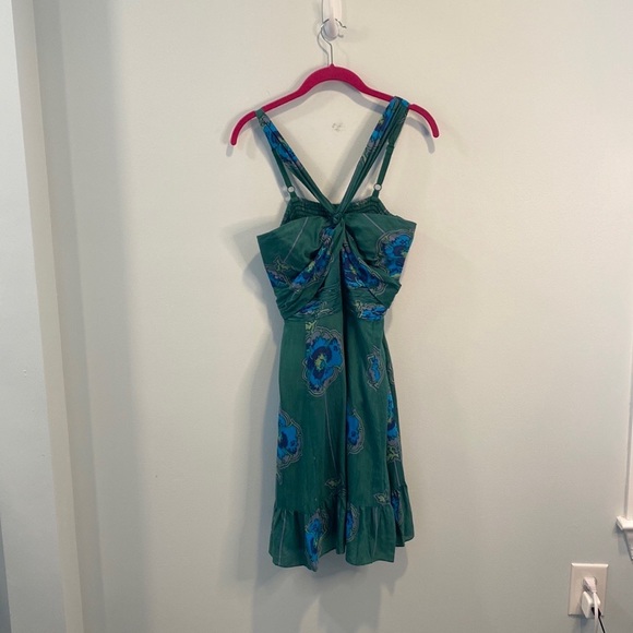 Free People real green poppy floral dress M - Picture 2 of 3